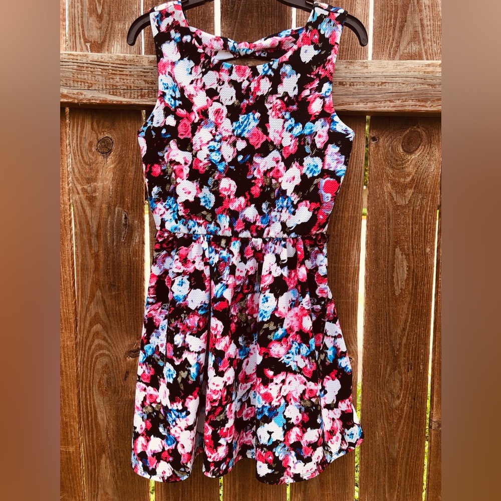 Lilly Rose Fit Flare Skater Floral Dress Junior Sz M